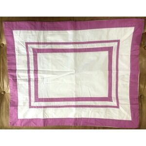 POTTERY BARN TEEN Classic 2015 Standard Pillow Sham Pink White Organic Cotton A+